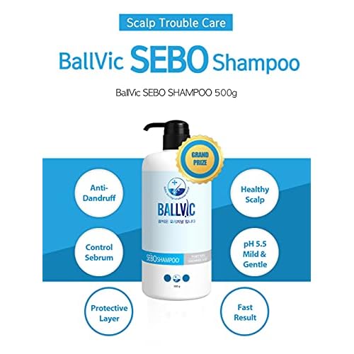 BallVic Sebo Shampoo - Itchy Scalp Trouble Care Dandruff Treatment Hair Loss Shampoo for Seborrheic Dermatitis Eczema Men and Women 2.8 Oz (500g)