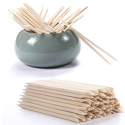 100Pcs Orange Wood Sticks for Nails, HOOMBOOM Double Sided Cuticle Pusher Remover Nail Art Manicure Pedicure Tool for Manicure Pedicure