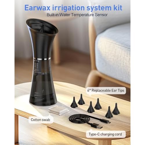 HeaDot Ear Wax Removal with Smart Water Temperature, Water Powered Ear Cleaner with 6 Tips, Safe and Effective Ear Wax Removal Kit with 4 Pressure Levels - IPX7
