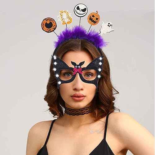 Halloween Headbands Ghost Head Band Costume Headwear Hair Accessory with Glasses for Christmas Festival Party