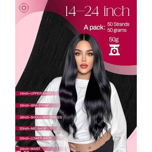 Moresoo Hair Extensions Microlink Human Hair Jet Black Micro Link Hair Extensions Human 18 Inch Hair Micro Bead Extensions Real Human Hair Black Microlink Extensions 50G/50S 18 Inch
