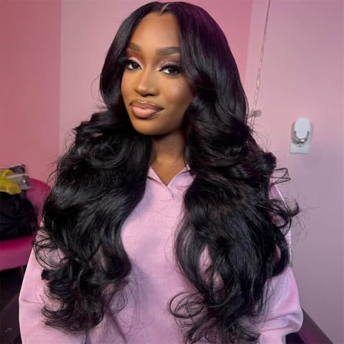 5x5 Lace Closure Wig Human Hair 220% Density Body Wave 5x5 HD Lace Closure Wigs Pre Plucked Lace Closure Wig for Women True to Length Natural Black Color for Any Occasions 20 Inch