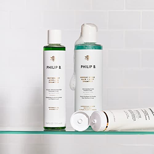 PHILIP B Nordic Wood Hair + Body Shampoo, 11.8 fl. oz. (350 ml) - Lathers Up Luxuriously, Conditions While Leaving You Feeling Cool& Invigorated, With Notes of Norwegian Spruce, White Pine and Camphor