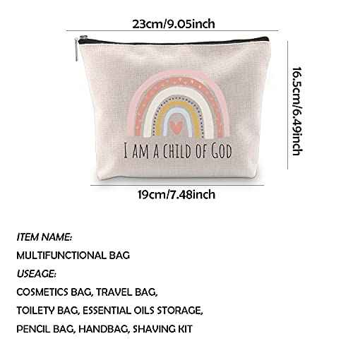 WCGXKO Religious Cosmetic Case 'I am a Child of God' for First Communion, Baptism Gifts, Travel, Organizer