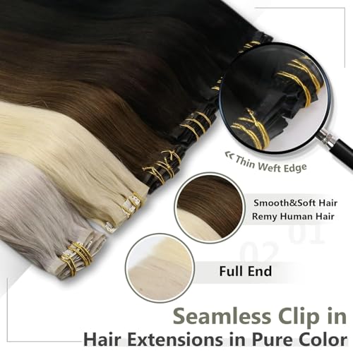 Extensions Brown Real Human Hair Darkest Brown 100g Invisible Removable Thick Straight Fishing Line 8 Pieces Per Set Clip in Extensions Human Hair (4# clip in human hair, 22 inches-100g)