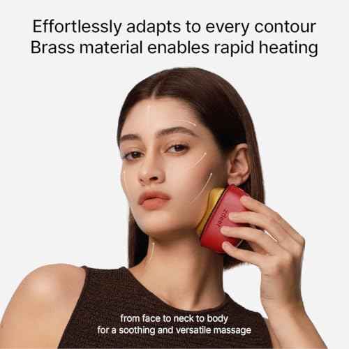 Electric Gua Sha Facial Tool, Heated Brass Face & Neck Massager with LED Red Light Therapy & Soothing Vibration, Smart Dual-Mode Design Beauty Skincare Device for Sculpting, Lifting & Relaxation