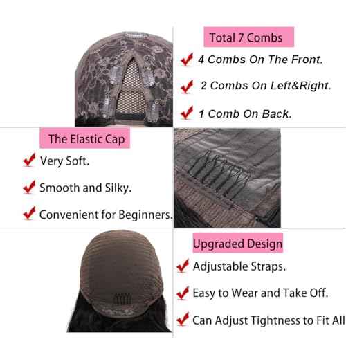 V Part Wig Human Hair 18 inch Upgrade U Part Wigs Body Wave for Black Women Beginner Friendly No Sew In and No Leave Out Glueless Brazilian Virgin Hair Wig Natural Black Color 180% Density
