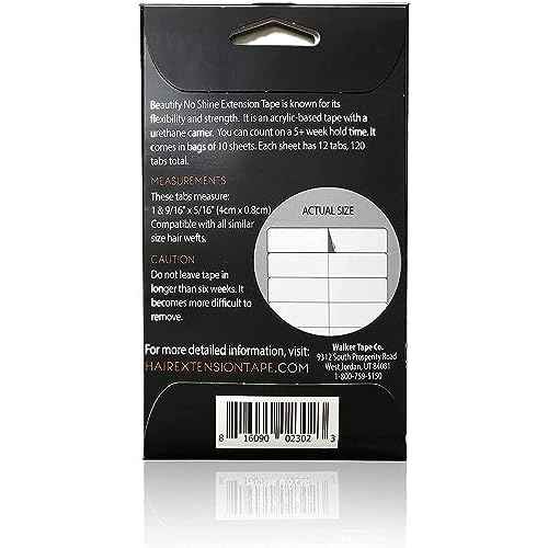 Beautify No Shine Hair Extension Tape Tabs - Double Sided Replacement Tape for Hair Extensions, 120 Tabs per Pack - Shine-Free Hold