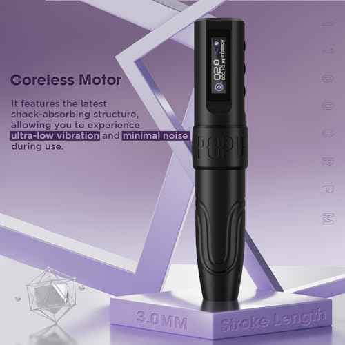 Smp Wireless Tattoo Machine Coreless Motor 3.0mm Stroke Permanent Makeup Tattoo Rotary Pen with Extra 800mAh Supply for Lips Eyebrow Hair Scalp Eyeliner Tattoo Gun Kit Starter Black(MINI DIVA)