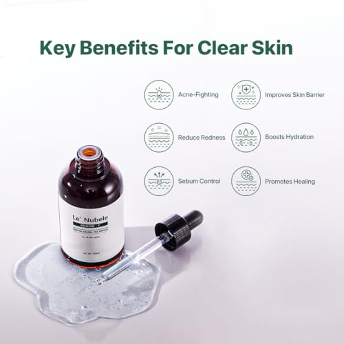 Le Nubele Azulene Cica Ampoule Soothes Acne Prone and Sensitive Skin, Azulene 700ppm, Centella Asiatica, Panthenol, Non-Comedogenic, Reduce Redness, Korean Skin Care, 50ml/1.06 fl.oz.