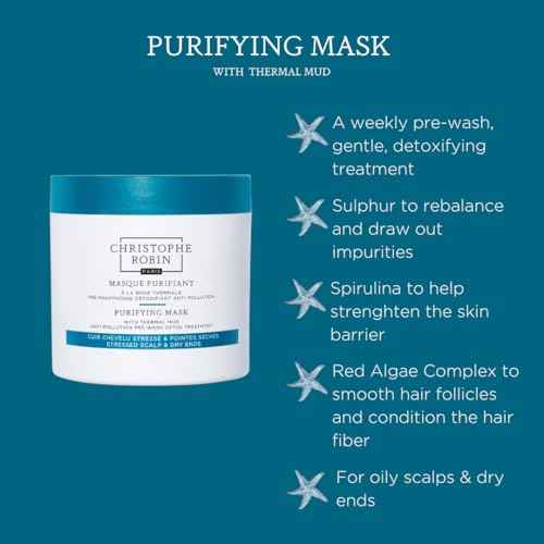 Christophe Robin Purifying Pre-Shampoo Mud Mask With Thermal Mud - Pre-Wash Oily Scalp Treatment 8.4 fl. oz