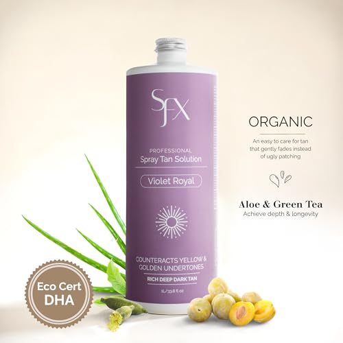 SunFX Violet Royal Professional Spray Tan Solution | Dark, Cool-Toned Bronze | Salon-Grade HVLP Spray Tanning Formula | Fast-Drying, Streak-Free & Long-Lasting | 33 Fl Oz