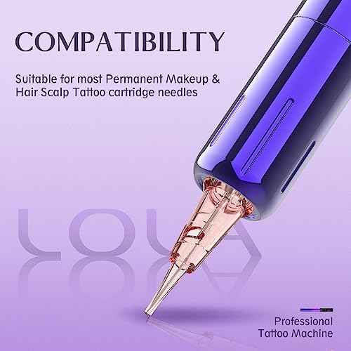 EZ Wireless Tattoo Machine Kit - Permanent Makeup Tattoo Pen Machine with 3Pcs Battery Power Rotary Tattoo Gun Equipment for Cartridge Needles and Artists (LOLA AIR Purple Gradient)