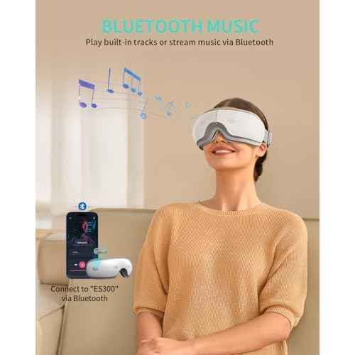 SKG Eye Massager with Heat & Music, Foldable Eye Mask for Migraine & Strain, 5 Massage Modes, Perfect Relaxation Birthday Gifts for Dad, Mom, Men, Women