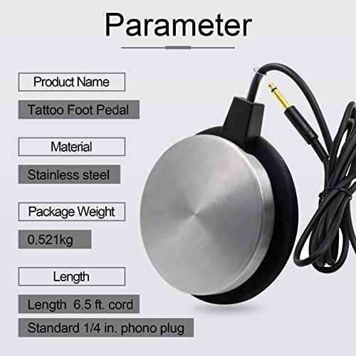 Tattoo Foot Pedal - Premium Tattoo Machine Pedal Switch 360 Degree Round Stainless Steel Foot Pedal with 6.5ft Silicon Soft Wire for Tattoo Machine Power Supply