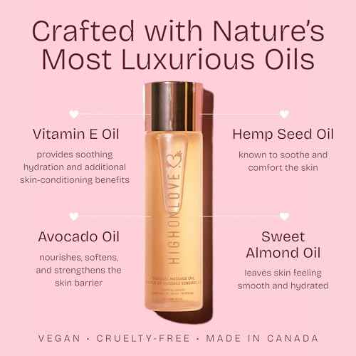 HIGHONLOVE Natural Body Oil with Hemp Seed, Grape Seed, & Vitamin E Oil - Moisturizing Body Glow with a Non-Greasy, Glowy Finish by High On Love (120 ml) (Tropical Sunset)