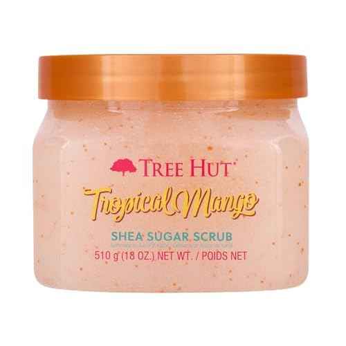 Tree Hut Shea Sugar Scrub Tropical Mango, 18oz, Ultra Hydrating and Exfoliating Scrub for Nourishing Essential Body Care