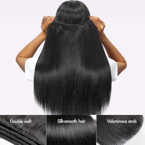 Human Hair Bundles Straight 3 Bundles Human Hair 20 22 24 Inch 100% Unprocessed 12A Brazilian Virgin Hair Weave Straight Human Hair Extensions