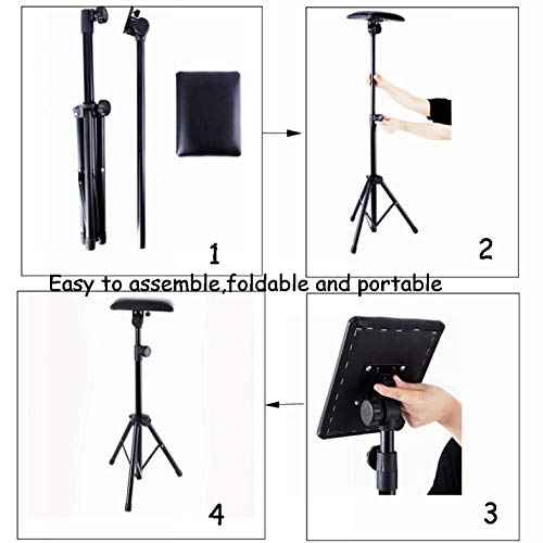 Tattoo Armrest Stand,Foldable Sponge Pad Tattoo Arm Leg Rest Stand Tripod with Adjustable Height for Tattoo Supplies Arm Bar Pad PVC Leather Chair Stand
