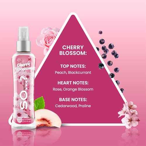 So...? Cherry Blossom Body Mist for Women - 3.5 oz Body Mist - Pack of 2