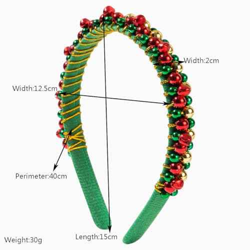 Ever Fairy Christmas Jingle Bell Headbands for Women Girls Lovely Silver Green Red Tone Hair Band Christmas Holiday Jewelry
