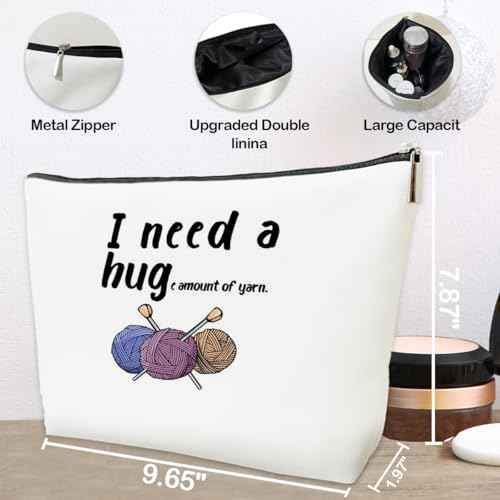 JioJio Chan Crochet Women Makeup Bag, I Need a Huge Amount of Yarn, Yarn Knitting Supply, Crochet Gift Knitting Accessory and Gadget, Beach Bags