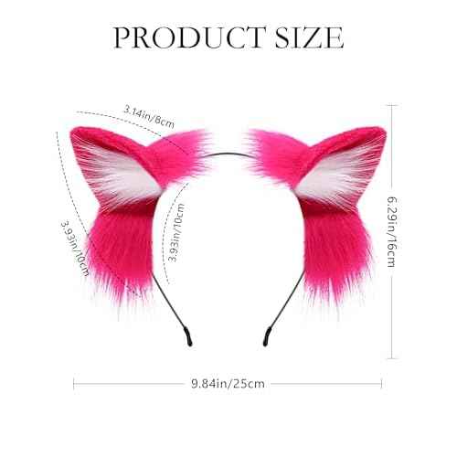 Handmade Fur Fox Wolf Cat Ears Headwear Fancy Dress Cosplay Animal Furry Ears Head Accessories for Halloween