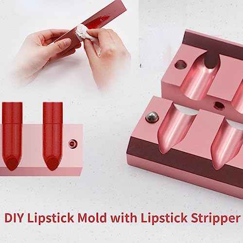 DIY Lipstick Mold With Stripper, 2/4/6 Cavities 12.1 Aluminum Alloy Rose Gold Dual Uses Lip Balm Maker Tool (6 Holes)
