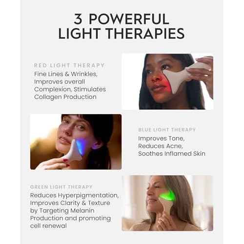 REVO Genie | 3-in-1 Face & Neck Beauty Massager with Heat, 3 Light Therapies, Smart Vibration | Powerful Red Light, Blue Light, and Green Light Therapy for Wrinkles, Hyperpigmentation, Acne & More
