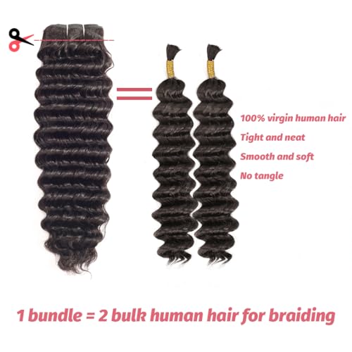 Deep Wave Human Hair Bundles 12 14 16 Inch 100% Unprocessed Short Brazilian Curly Bundles Human Hair Natural Black Color for Women