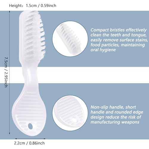 Nuogo 500 Pieces Mini Toothbrush Bulk Disposable Toothbrushes Thumbprint Individually Packaged Security Toothbrush with Short Handle Soft Bristles Prison Tooth Brush for Camping Travel