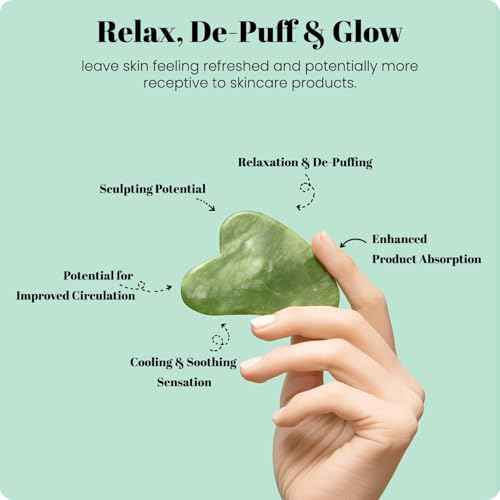 ROSELYNBOUTIQUE Gua Sha Facial Tools & Face Roller for Lift Wrinkless Natural Skincare Tool Jade Roller Guasha Tool for Face (Green)
