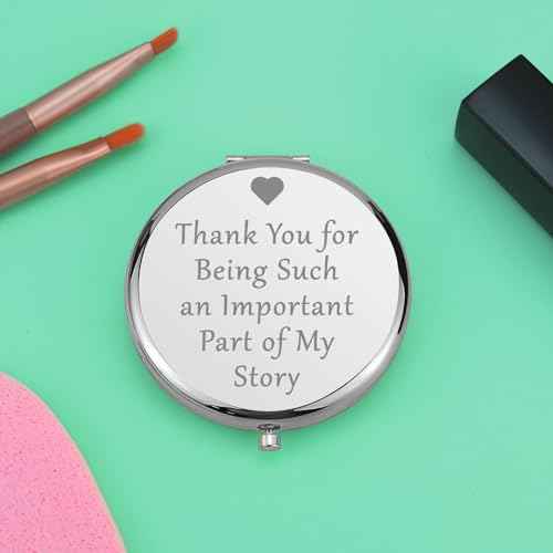 Appreciation Gifts for Women Compact Makeup Mirror Thank You Gifts Boss Gifts Grateful Gifts Thanksgiving for Employees Teachers Birthday Gift for Mother Folding Makeup Mirror(Silver)