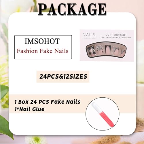 IMSOHOT Duck Press on Nails Black French Tips Fake Nails with Duckbill Designs Full Cover Rhinestone & Butterfly Acrylic False Nails Medium Y2K Duck Feet Shape Glossy Glue on Nails Manicure Nails Kit