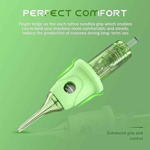 Tattoo Cartridge Needles 1RL 0.35mm #12 Standard Finger Ledge Permanent Makeup Lips Hairstrokes Cartridges Lining Needle for Scalp Micropigmention Rotary Tattoo Gun Kit Supply 1201RL (OMNI V2)