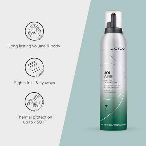 Joico JoiWhip Firm Hold Designing Foam | For Most Hair Types | Add Volume & Body | Boost Shine | Control Frizz & Flyaways | Heat, Humidity, & Pollution Protection | Silicone & Paraben Free