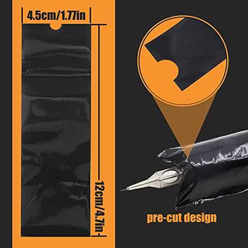 Tattoo Machine Pen Covers - Yuelong 200pcs Black Tattoo Pen Bags sleeves Tattoo Machine Sleeves Plastic Pen Type Bags for Tattoo Artist