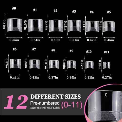 AddFavor Toe Nail Tips, 600pcs Soft Gel Toenail Tips Short Square Fake Toe Nails, Clear False Toe Tips 12 Sizes Acrylic Nail Tips for Toe Nails Extension