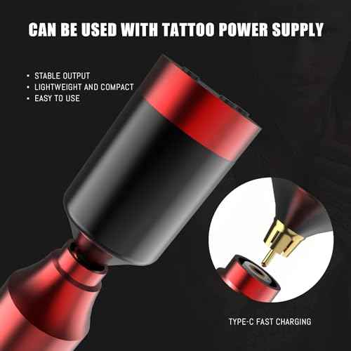 Tattoo Gun Kit Rotary Tattoo Machine Kit Professional Tattoo Pen Kit with Power Supply 10Pcs Cartridge Needles for Beginners and Artists Complete Tattoo Kit Tattoo Supplies - Red