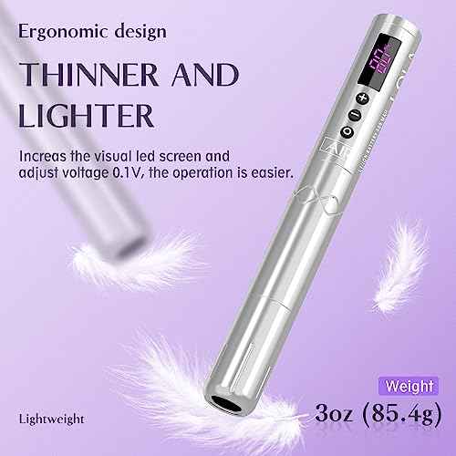 EZ Tattoo Kit - Tattoo Machine Kit Complete with Permanent Makeup Tattoo Machine Pen with 3Pcs Battery Power for Tattoo Beginners and Women Artists (Lola Air Silver)