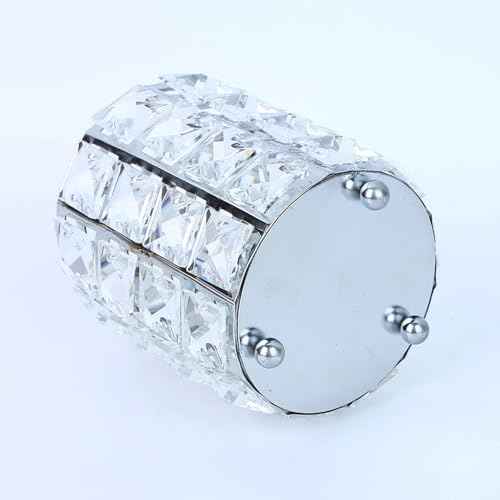 LUGUNU Makeup Brush Holder with Silver Crystal Bling ? Elegant Vanity Organizer for Brushes, Pens & Pencils, Ideal for Bathroom or Office Countertop(2Pack)