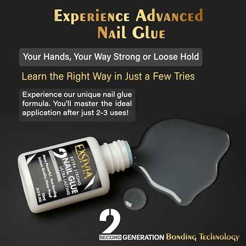 Super Strong Nail Glue for Press On Nails, Acrylic Nails & Nail Tips (10ml) Exsivia 2nd Gen NailBond for Fake Nails, Extra Strength,Long Lasting, Brush on Adhesive, No Dehydrator or Primer Needed