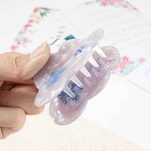Acrylic Hair Clips Snowflake Hair Claw Clips for Women Christmas Classic White Xmas Snowflake Hair Clamps Clip Jaw for Thick Thin Hair Winter 3.3" Hair Jaw Clips Hair Accessories Gifts(snowflake)