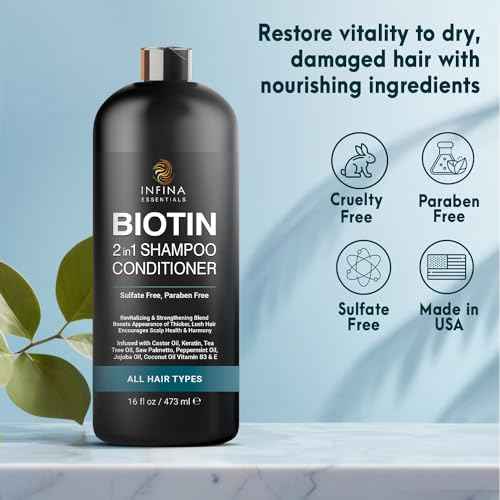 Biotin 2-in-1 Shampoo and Conditioner for Men & Women ? Hair Thickening & Strengthening Shampoo with Saw Palmetto, Keratin, Caffeine & Vitamin E ? Convenient Daily Use ? 16 fl oz