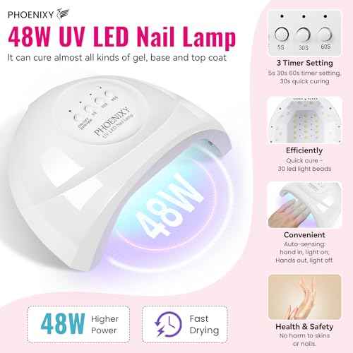 PHOENIXY 51 Pcs Gel Nail Polish Kit with U V Light, 35 Colours Gel Polish with 5 Pcs Base Top Coat Manicure Starter Nail Polish Set Gifts for Women ST9016