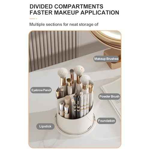 Makeup Brush Holder with Lid 360¡Æ Rotating, Clear Dustproof & Waterproof Make Up Brush Holder Organizer, Transparent Makeup Brush Organize