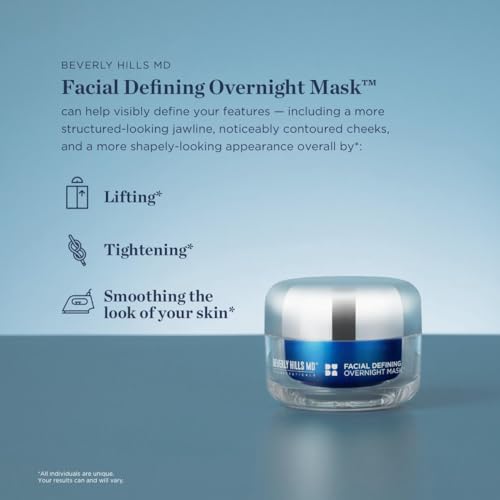 Beverly Hills MD Facial Defining Overnight Mask- Nightly Face Cream for Defining & Supporting Plump, Smooth Skin - Visibly Combat Signs of Aging w/Shea Butter, Coconut, Chamomile