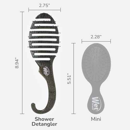 Wet Brush Shower Hair Brush Detangler - Exclusive Ultra-soft IntelliFlex Bristles - Minimizes Pain And Protects Against Split Ends and Breakage - Comb For Women, Men, Wet & Dry Hair - Black Glitter