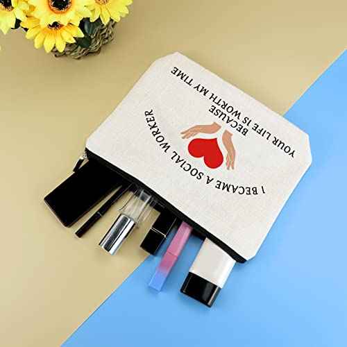 Social Worker Gifts for Women Funny Social Worker Makeup Bag Social Work Appreciation Gift Social Worker Month Gifts Cosmetic Bag Thank You Social Worker Gifts Thanksgiving Gift for Coworker Friends