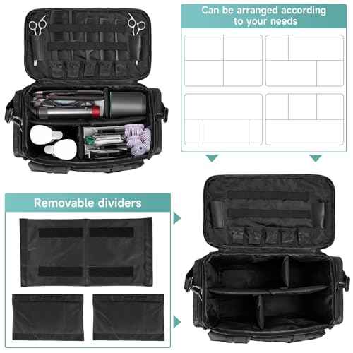Barber Hairdresser Bag Supplies Bag with Adjustable Dividers, Barber Tools Storage Hair Clipper Case Organizer for Scissors Clippers Trimmers & Haircut Kits, Barber Travel Case